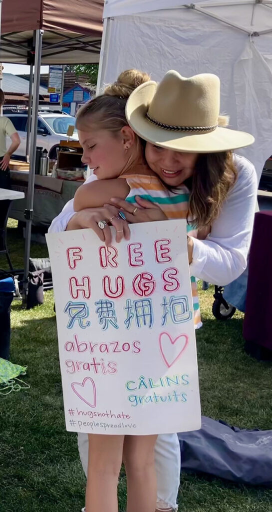 Free Hugs at the Farmers Market in Driggs Idaho