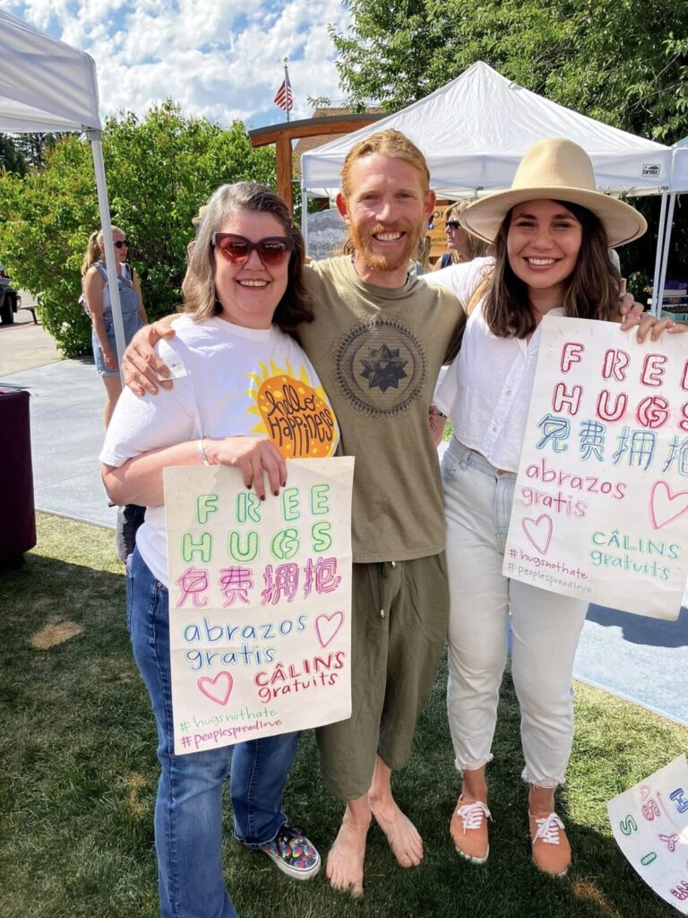 Free Hugs offered at Farmers Market in Driggs, Idaho
